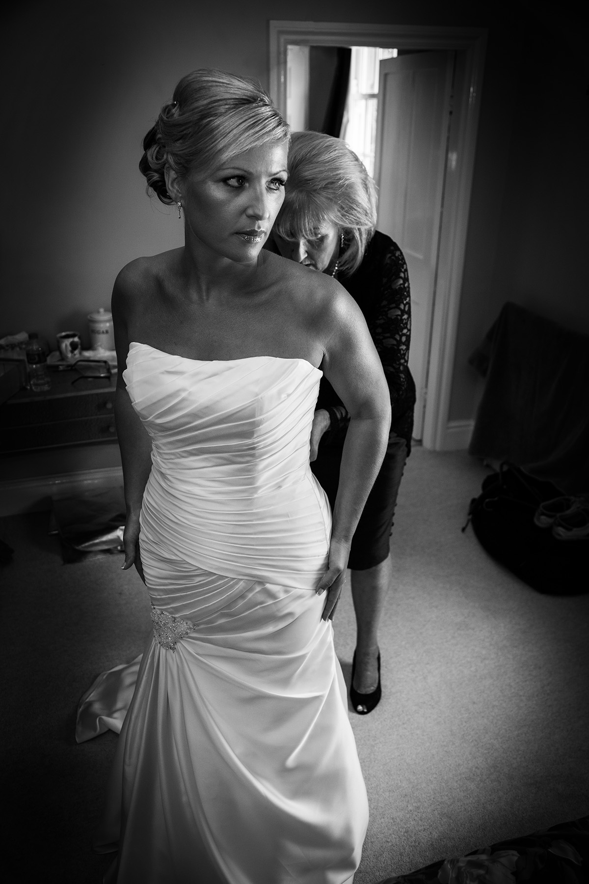 wedding dress fitting photography